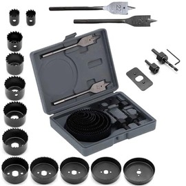 VMINGO - Broca Sierra Perforadora Madera PVC Plastico Sacabocado Circular Copa Juego Kit Set (18 pzs)