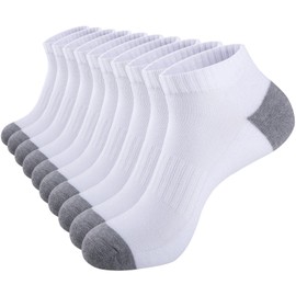 eallco 10 Pairs Mens Ankle Socks Low Cut Socks for Men Athletic Socks Breathable Cushioned White
