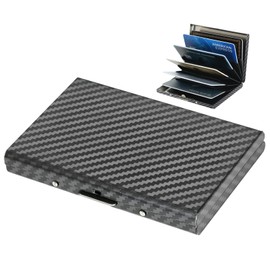 BONSYL® Credit Card Holder, RFID Blocking Slim Metal Credit Card Holder Wallets for Men and Women, 6 Cards/Black, Modern