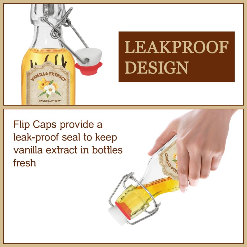 20 Pack Swing Top Glass Vanilla Extract Bottles 4 oz