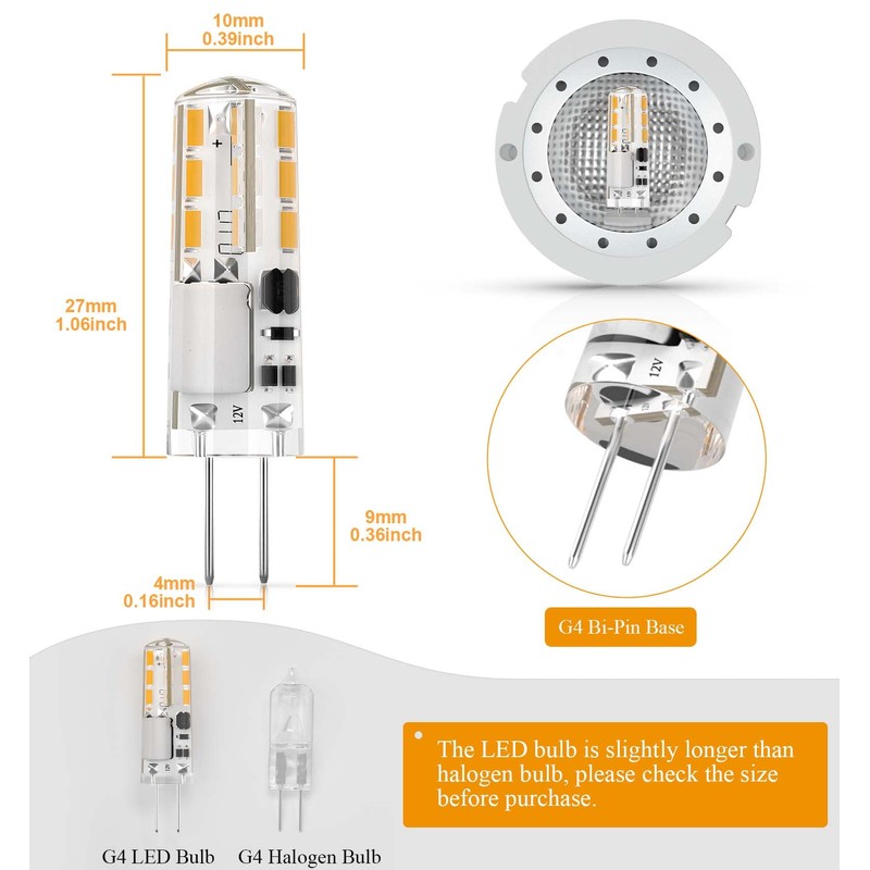 DiCUNO G4 LED Bulbs 12V 1.2W T3 10W Halogen Bulbs