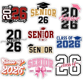 MAIANEY Senior Year Stickers 2026 – Class of 2026 Graduation Sticker Pack (10 Pcs, 3x3 in) – Waterproof Vinyl Decals for Scrapbook, Laptop, Planner, Water Bottle – Graduation Decorations & Gifts