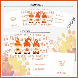Whaline 60 Pack Fall Coffee Tea Cup Sleeves Autumn Orange Simple Pattern Paper Sleeve for 12 and 16oz Disposable Cup Corrugated Cup Paper Jacket for Hot Chocolate Cocoa or Cold Beverage, 6 Design