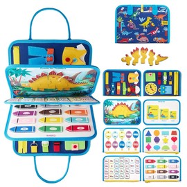 Juguetes Montessori Tablero Ocupado, 8 Páginas Tablero Sensorial Montessori, Libro Educativos Busy Book Juguetes Viaje Juegos Didácticos Regalo para Niños Niñas