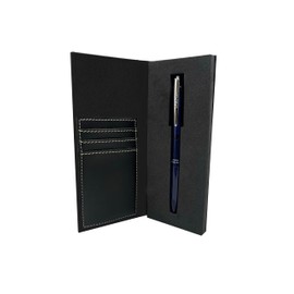 Zebra Bolígrafo Elegante Sarasa Grand de acero inoxidable con tinta gel de secado instantáneo + tarjetero (Azul)