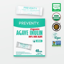 Preventi 프리벤티100% 유기농 아가베이눌린 프리바이오틱스 3g x 40포 Prebenti 100% Organic Agave Inulin Prebiotics 3g x 40 Sachets