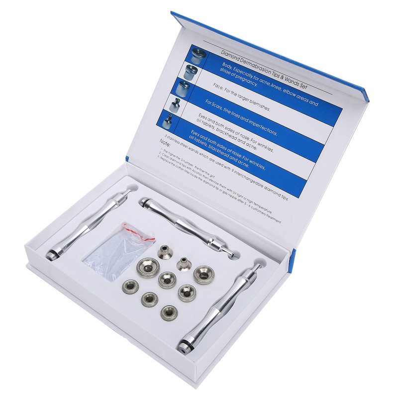 Replacement Diamond Microdermabrasion Dermabrasion Tips with Handle Stainless Steel Filter