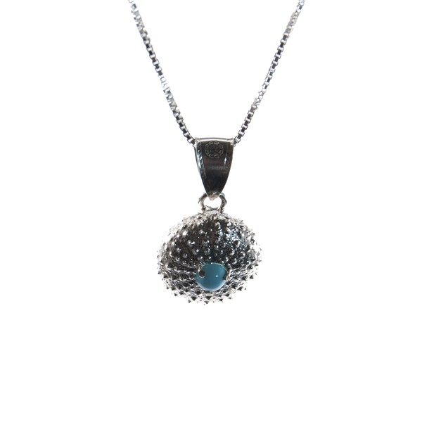 Marrocu Gioielli Silver Necklace - Sea Urchin with Turquoise, Silver