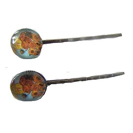 Hair Pin, Small Art ist Inspired Floral Plated Hair Pins -2" x 2pcs +Gift Bag
