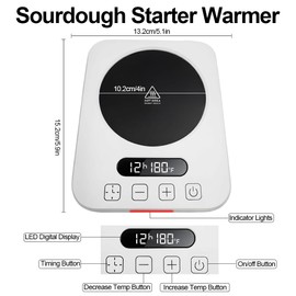 Sourdough Starter Warmer with Sourdough Bread Starter Kit, Abnaok Precise 1°F Thermostat Control (70-180°F) Timer Sourdough Warming Mat, Smart memory Warming On/Off
