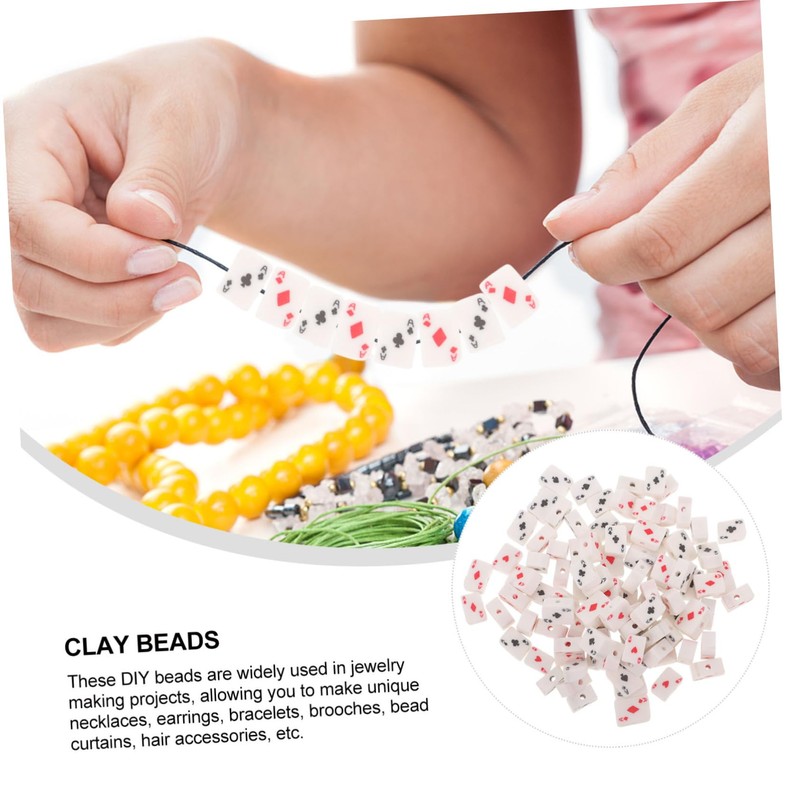 KONTONTY 100pcs Playing Card Clay Beads Lightweight Spacer Charms for