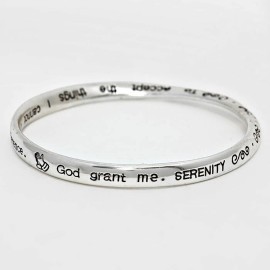 BeachLifestylesShop Serenity Prayer Bracelet Faith God Prayer Cross Religious Mobius Bangle SILVER