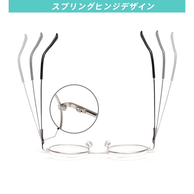 [Soarea] おしゃれ老眼鏡 メンズ レディース 丸メガネ ブルーライトカット かわいい 老眼鏡 (ブラック, 1.50)