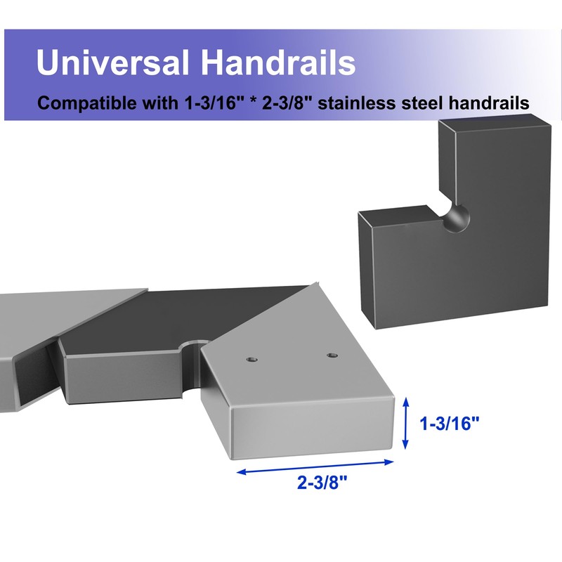 Hehdbz 3 Pack Flat Handrail High Corner Connector, 100mm Strength