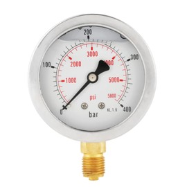Socialme-eu 0-400BAR 0-5800PSI G1 / 4 63 mm Dial Gauge Hydraulic Pressure Gauge High Precision Multi-Way Packaging