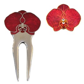 Navika RED Metallic Orchid Divot Tool & Matching Ball Marker Set