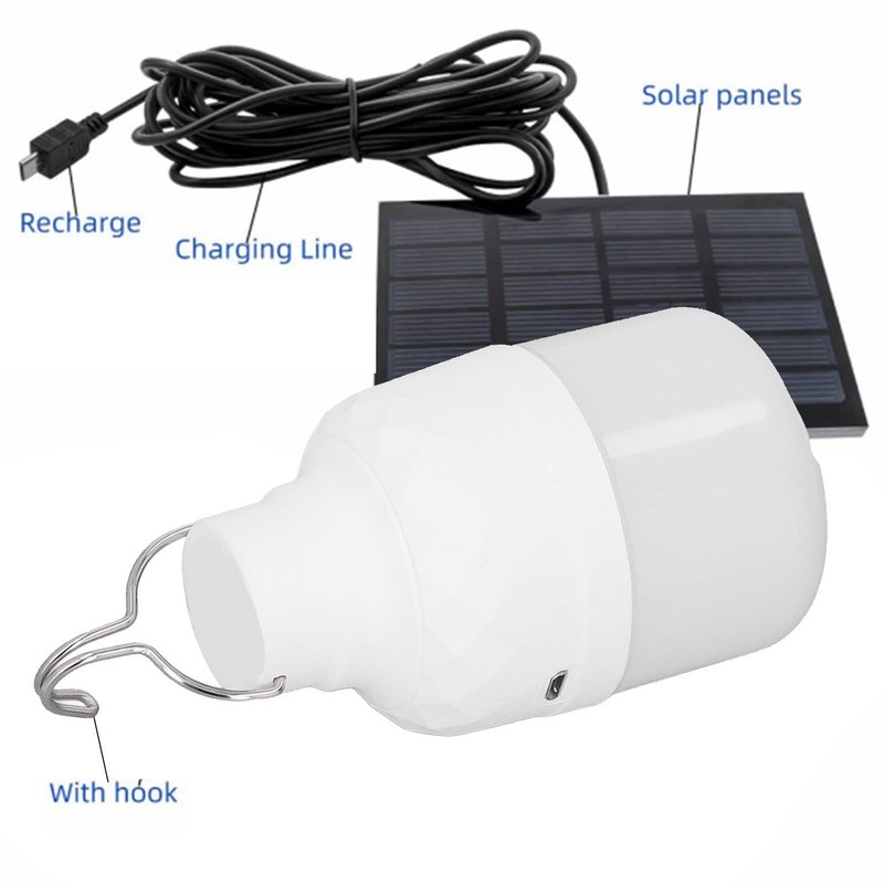 Solar Light Bulbs Monocrystalline Silicone Portable Rechargeable Solar Powered LED