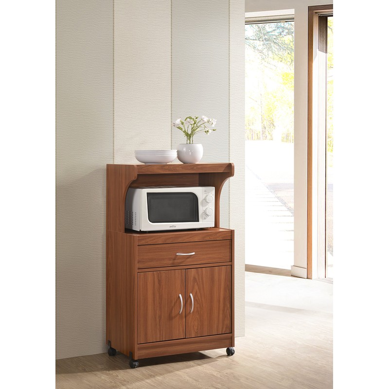 Hodedah Microwave Kitchen Cart, Cherry