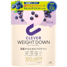 Clever Whey Protein, 100% WPI, Weight Down, Blueberry Flavor, 10.6 oz (315 g), Contains Inulin, Lactic Acid Bacteria