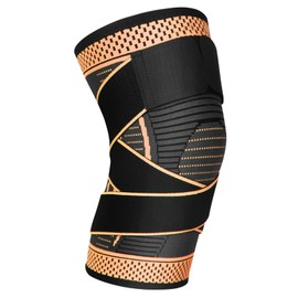 Adjustable Knee Support Brace 1 pack Compression Knee Sleeves for Men Women Use for Meniscus Tear, Arthritis, Tendinitis, Ligament Injury,Weight Lifting, Anti Slip Knee Brace (Gold, X-Large)