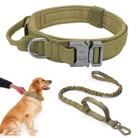 Jasonwell Collar para Perro Táctico - Collares de Perro Militar con Correa Collar Táctico para Perro Ajustables Nailon Hebilla Metal para Entrenamiento de Perro Grande Mediano Accesorios para Perro(L)