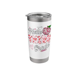 Hello 3rd grade First Day Of School Third Grader Apple Disco Stainless Steel Insulated Tumbler