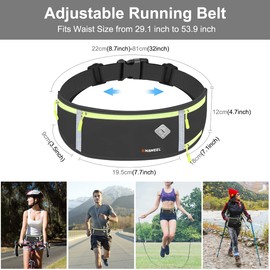 Upgraded Fanny Pack Men Women Waist Bag with Water Bottles Holder, Waterproof Running Belt Bag Sports Gym Outdoor Jogging Fashion Waist Pouch Adjustable Waist Phone Pocket (Black)