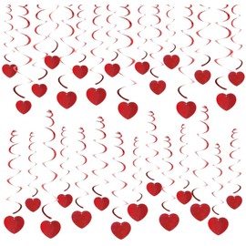 HOWAF Valentine's Day Decoration Red Hearts Ceiling Pendant Spiral Garlands Heart Decoration for Romantic Decoration Wedding Decoration Marriage Proposal Decoration Birthday Party Proposal Decoration,