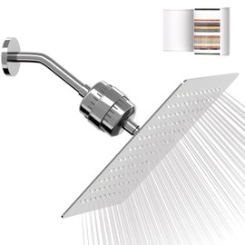 Vapralis Filtered Shower Head with 20-Stage Shower Filter,Two Replacement Filter Cartridges,Rain Shower head High Pressure for Removing Chlorine and Harmful Substances(10 Inch, Chrome Finish)