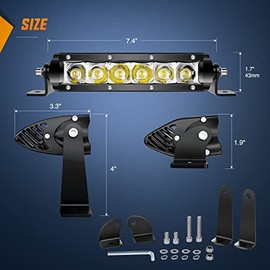 Nilight LED Light Bar Super Slim 2pcs 17,8 cm 30 W Spot Driving Fog Light una Sola Fila Off Road Luces LED para Jeep - 2 Soportes de Montaje Estilo, G