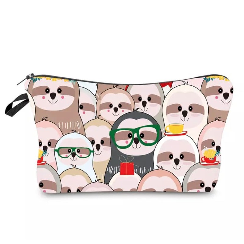 Cute Sloths with Glasses Cosmetic Travel Bag, Makeup Organizer, Storage