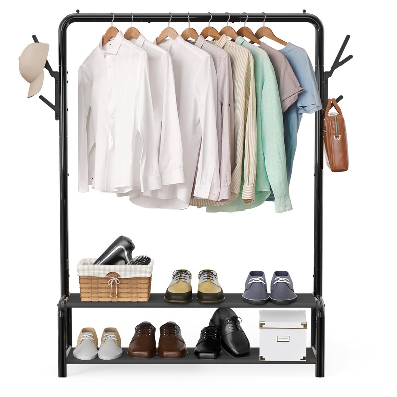 Simple Houseware 52-Inch Garment Rack with Storage Shelves and Coat/Hat