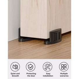 Ccjh Sliding Barn Door Hardware - Floor Guide, Black, Carbon Steel for Sliding door