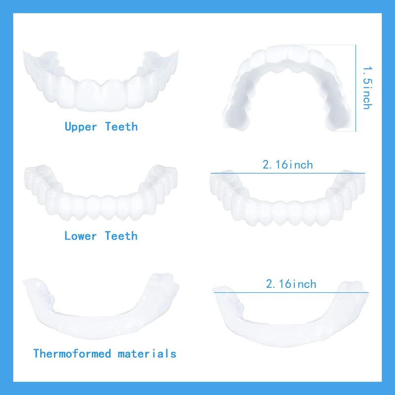 2 Pairs Dentures, Denture Cover/Denture, Plastic Denture Repair Tooth Face