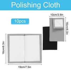 Pack of 10 Silver Cleaning Cloths for Jewellery, Double-Sided Cleaning Cloths, 19 x 16 cm Silver Polishing Cloths, Reusable Glasses Cleaning Cloths for Jewellery, Glasses, Gold, Diamonds, Watches
