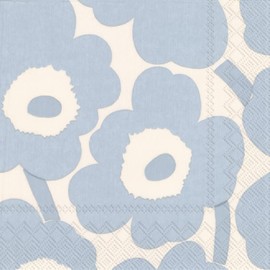 IHR Ideal Home Range - Servilletas desechables de papel de 3 capas, 5 x 5 pulgadas, Unikko color crema azul claro