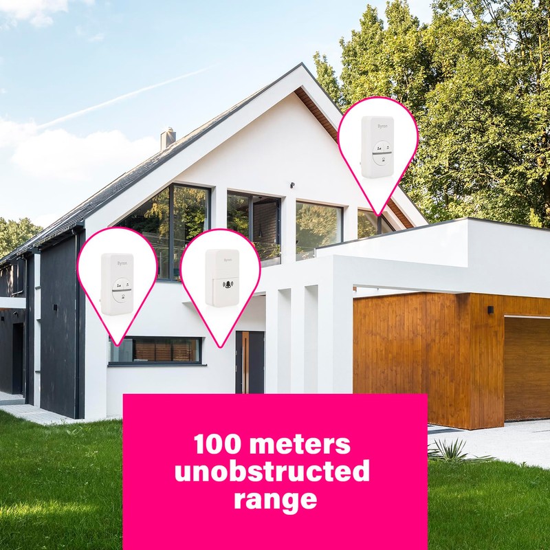 Byron DBY-23445BS Wireless Doorbell Set - 2 Plugs - Kinetic