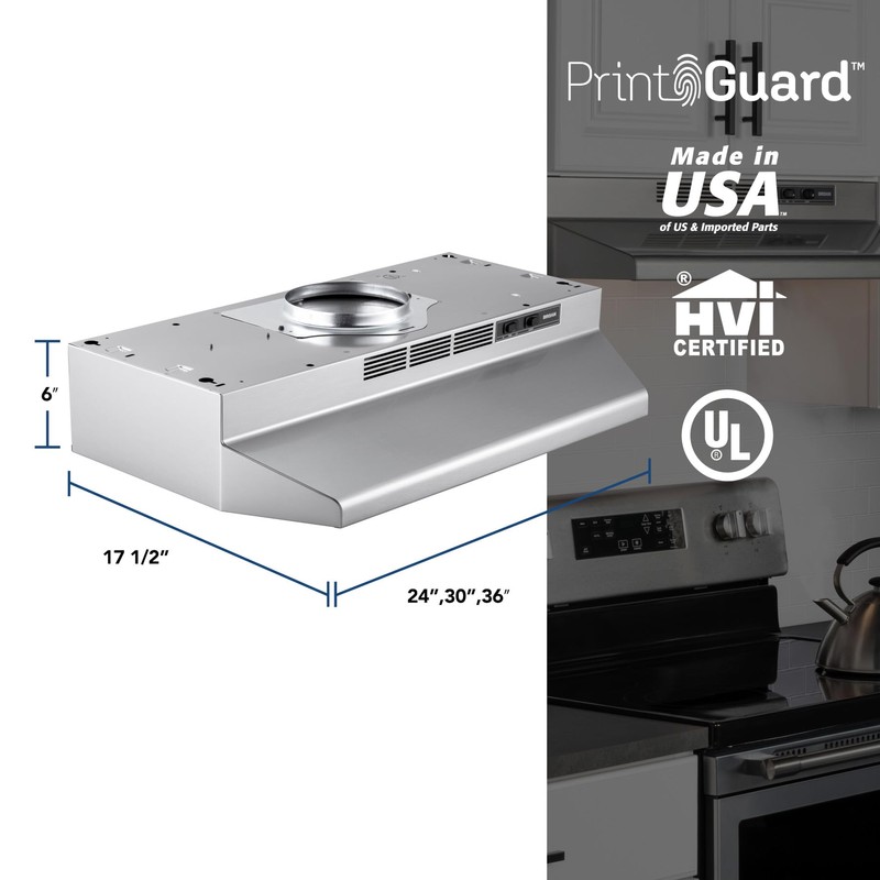 Broan-NuTone 30-Inch Fingerprint Resistant Convertible Under-Cabinet Range Hood, 230 Max
