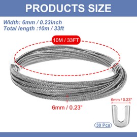 PATIKIL 33 Feet 304 Stainless Corset Boning Spiral Steel Metal Boning with 32 Steel Boning Tips Structure and Form for Corset Making Supplies (6mm Wide)