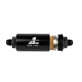 Aeromotive 12377 In-Line Filter (- AN -8 Male 10 Micron Fabric Element Bright Dip Black Finish)