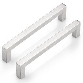 Probrico 10 Pack Brushed Nickel Cabinet Pulls Stainless Steel Square, Cupboard Cabinet Door Handles 6-3/10" Dresser Drawer Handles, Kitchen Drawer Pulls 6-7/10" Overall Length