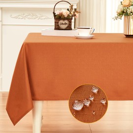 Ahomuily Rectangle Textured Tablecloth Waterproof SpillProof Washable Resistant Rectangular Fabric Table Cloth, Kitchen Dinning Elegance Jacquard Table Cover,Outdoor and Indoor Use (Orange, 60"x104")