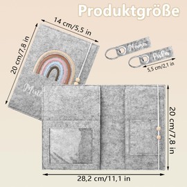 Maternity Log Protective Cover, A5 Maternity Log Cover, Felt Cover for Pregnancy Care with 2 Key Chains, with Inner Pocket and Elastic Band, for Storing Ultrasound Picture, Vaccination Certificate