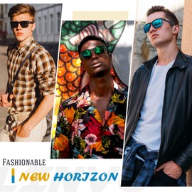 LINVO Polarised Sunglasses Men Women Mirrored Fashionable UV400 Protection Driving Fishing CAT 3 CE, (2-Pack) Black & Blue | Blue + Black & Green | Green