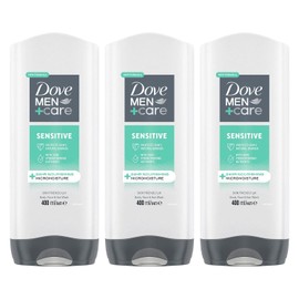 Dove Dove Men+Care 3-in-1 Body, Face & Hair Wash Hydrating Sensitive Provides 24 Hour Nourishment with Clean and Calm Scent of Fresh Mint and Cedar Body Wash for Men, 400ml Pack of 3