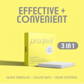 Proofed! Laundry Detergent Sheets, 32 Count, Clean Scent, The Only 100% Plastic-Free Sheet, No PVA or PVOH, Hypoallergenic, Bio-Based Ingredients, Made in USA, 1 Box