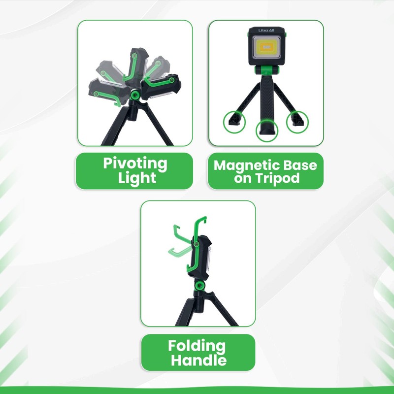 LitezAll 2000 Lumen Rechargeable Work Light with Stand – Tripod