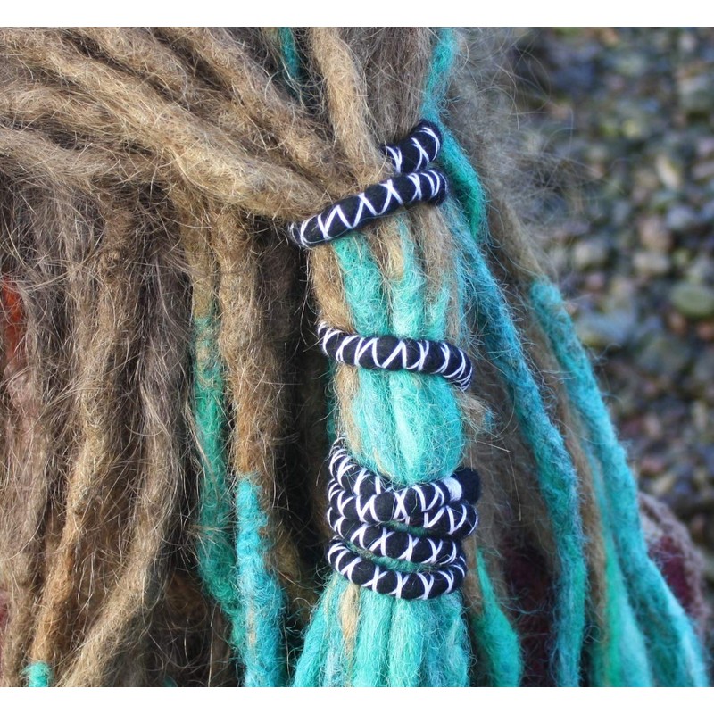 DreadLab - Bendable Spiral Dread Ties (60cm, Black with White