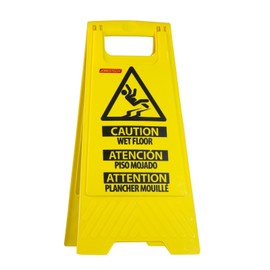 JORESTECH Caution Warning Sign Wet Floor, Yellow Muiltiligual: English, Spanish, and French