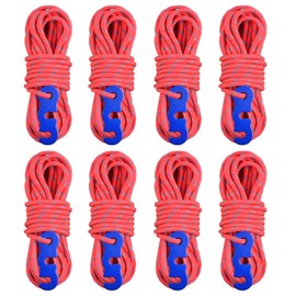 TRIWONDER Reflective Guyline, Tent Cord Nylon Paracord Rope with Guyline Adjuster for Camping Tent, Outdoor Packaging (Red - 8 Pack)